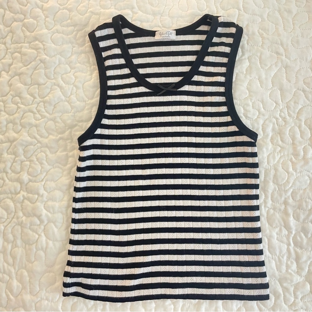 Brandy Melville Black and White Striped Natasha Bow Tank